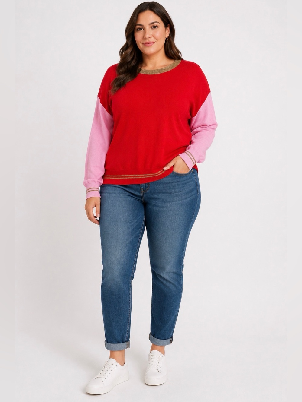 Vestire Australia Red and Pink Crew Neck Sweater